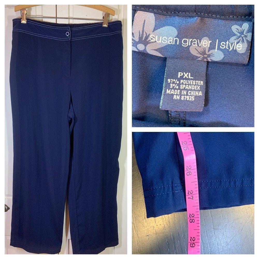Susan Graver Pants Women's Petite XL‎ PXL Blue Capsule Wardrobe Office Career